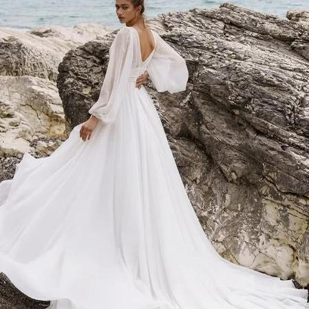 Backless Wedding Dress With High Split, Plus Size - Jo-Bolt-Store