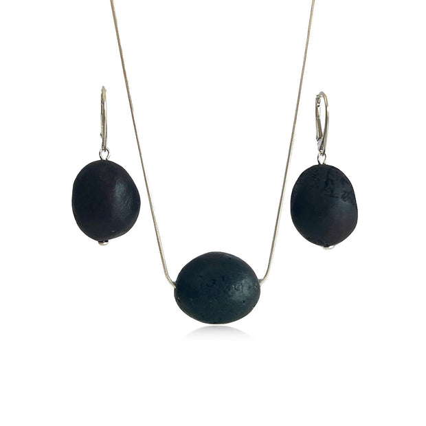 Black Amber Jewelry Set Black Beans - Jo-Bolt-Store