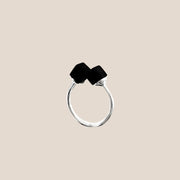 Black Amber Ring in 925 Silver Double Cube - Jo-Bolt-Store