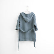 Linen Bathrobe for Kids - Blue Fog