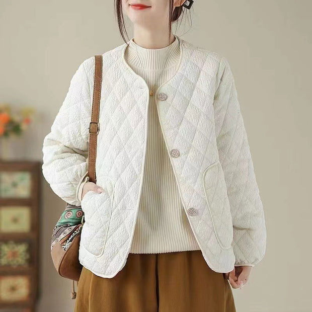 Classic Style Diamond Lattice Cotton Coat Jacket - Jo-Bolt-Store