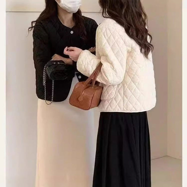 Classic Style Diamond Lattice Cotton Coat Jacket - Jo-Bolt-Store