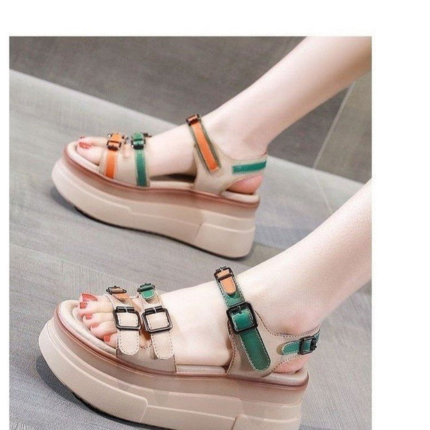 Colorful Color Matching Trendy Women's Summer Platform Sandals - Jo-Bolt-Store