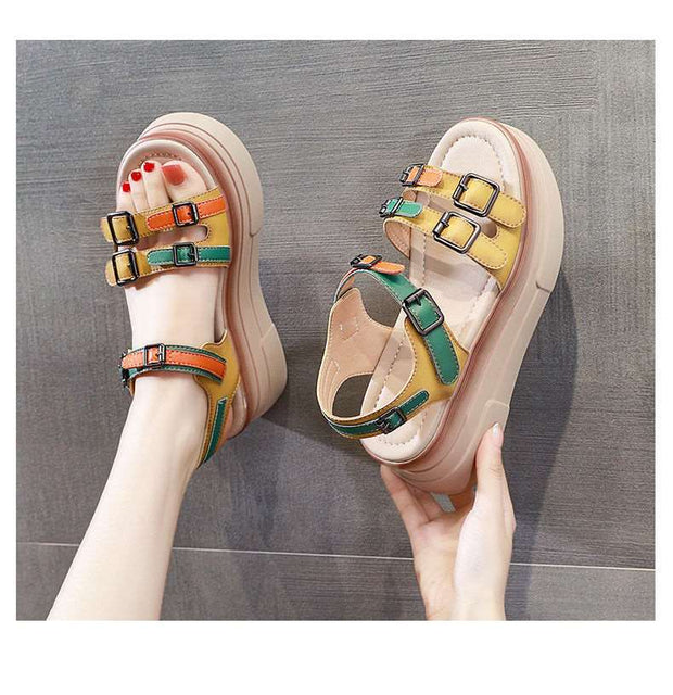 Colorful Color Matching Trendy Women's Summer Platform Sandals - Jo-Bolt-Store