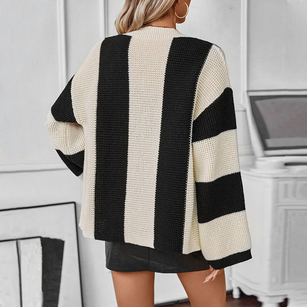 Contrast Color Striped Women's Sweater - Jo-Bolt-Store