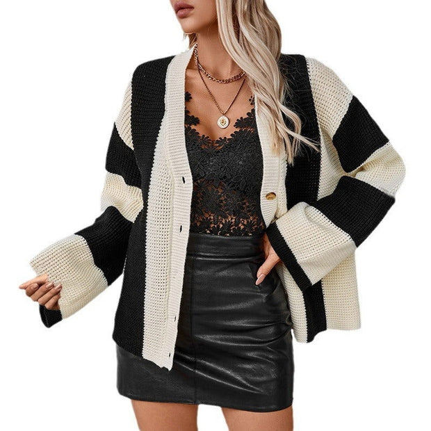 Contrast Color Striped Women's Sweater - Jo-Bolt-Store