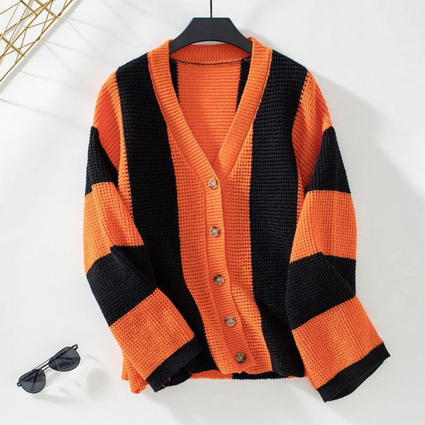 Contrast Color Striped Women's Sweater - Jo-Bolt-Store