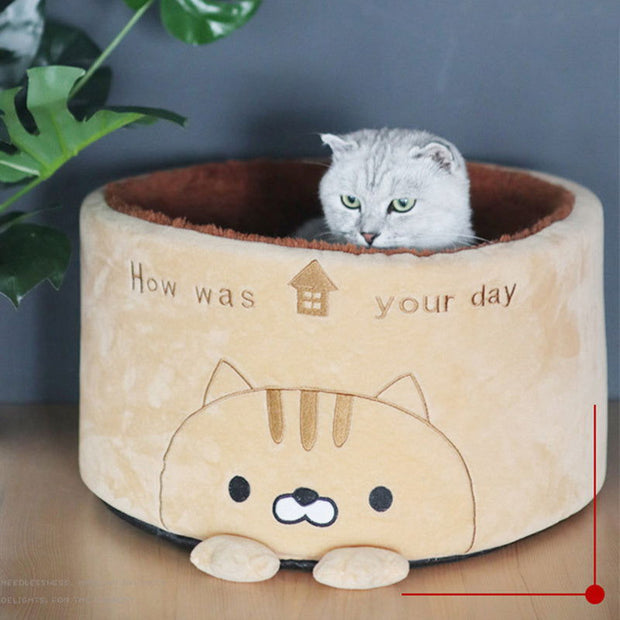 Cute Design Round Plush Creative Pet Nest - Jo-Bolt-Store