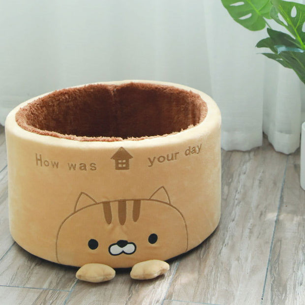 Cute Design Round Plush Creative Pet Nest - Jo-Bolt-Store