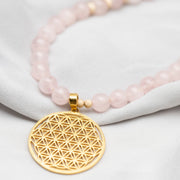 Flower Of Life Bracelet S – Rose quartz