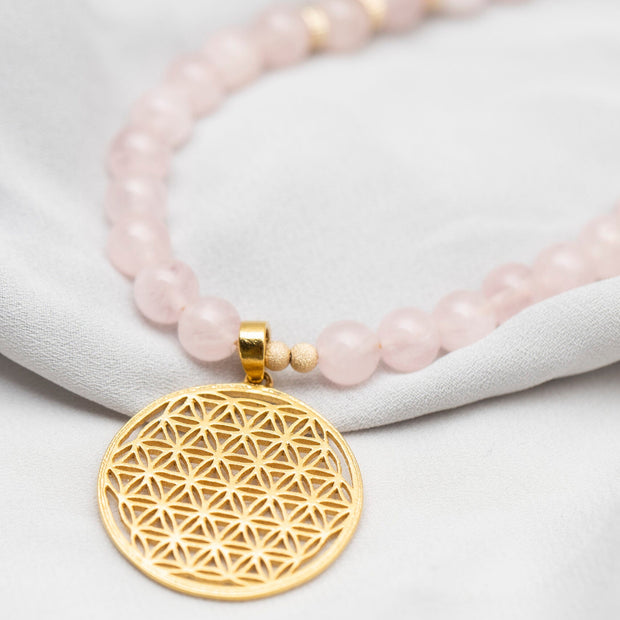 Flower Of Life Bracelet S – Rose quartz