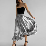 Fashion Silver Bud Skirt European And American Design High Waist A- Line Skirt - Jo-Bolt-Store