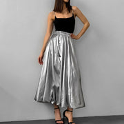 Fashion Silver Bud Skirt European And American Design High Waist A- Line Skirt - Jo-Bolt-Store