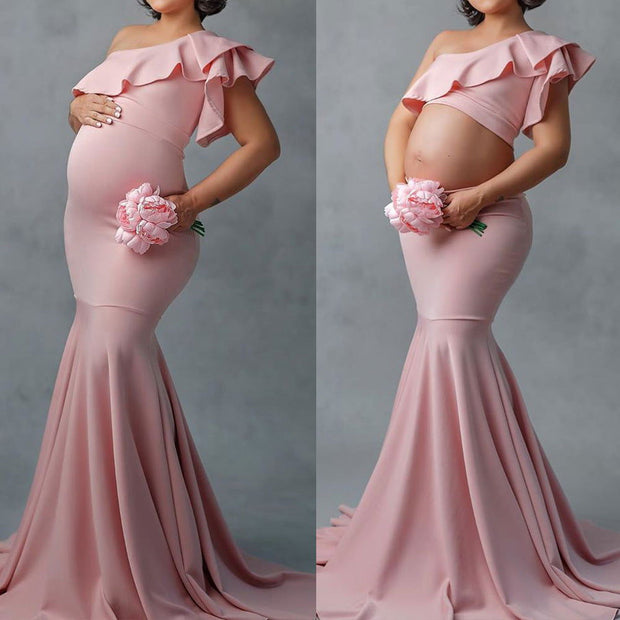 Fashion Slim Lace Strapless Sleeveless Long Dress For Pregnant Women - Jo-Bolt-Store
