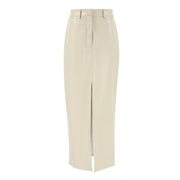French Style Khaki PU Leather Skirt Women's Simple Split High Waist Straight Dress - Jo-Bolt-Store