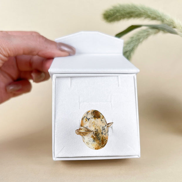 Gold Plated Silver Ring With Amber Mirage - Jo-Bolt-Store