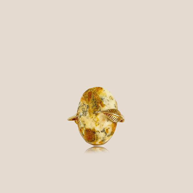 Gold Plated Silver Ring With Amber Mirage - Jo-Bolt-Store