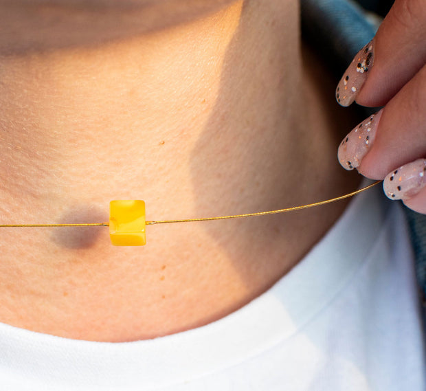 Gold Plated String Baltic Amber Necklace Ausra - Jo-Bolt-Store