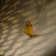Gold Plated String Baltic Amber Necklace Heart