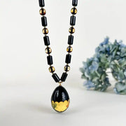 Faceted Amber Necklace 69cm Gold-Plated Silver 925 Surrounded by Stars