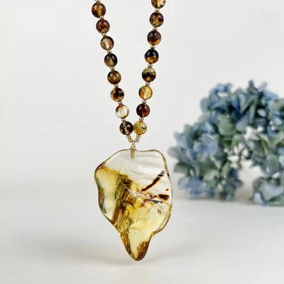 Amber Necklace 56cm Gold-Plated Sterling Silver 925 Forest Twigs