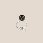 Night Sky Landscape Amber Ring, Sterling Silver 925