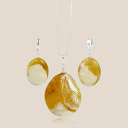 Amber Set, Sterling Silver 925 White Bird