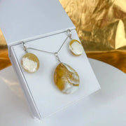 Amber Set, Sterling Silver 925 White Bird