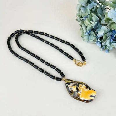 Amber Necklace 62cm, Gold-Plated Sterling Silver 925 - Amber Contrasts