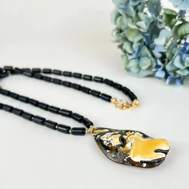 Amber Necklace 62cm, Gold-Plated Sterling Silver 925 - Amber Contrasts