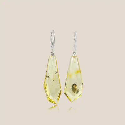 Amber Earrings, Sterling Silver 925 -Tyrumas