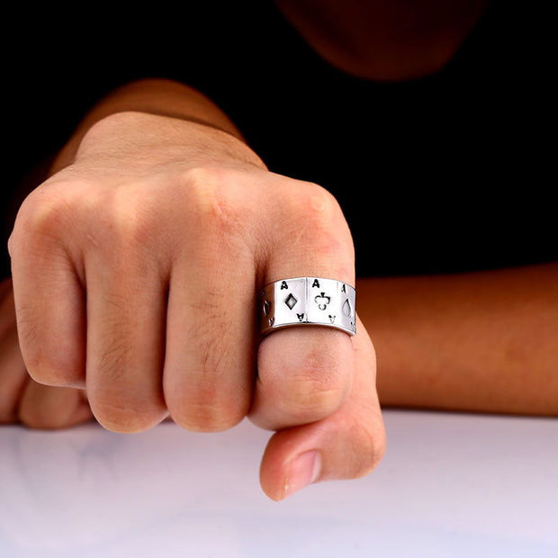 Jewelry Personality Playing Card A Titanium Steel Ring - Jo-Bolt-Store