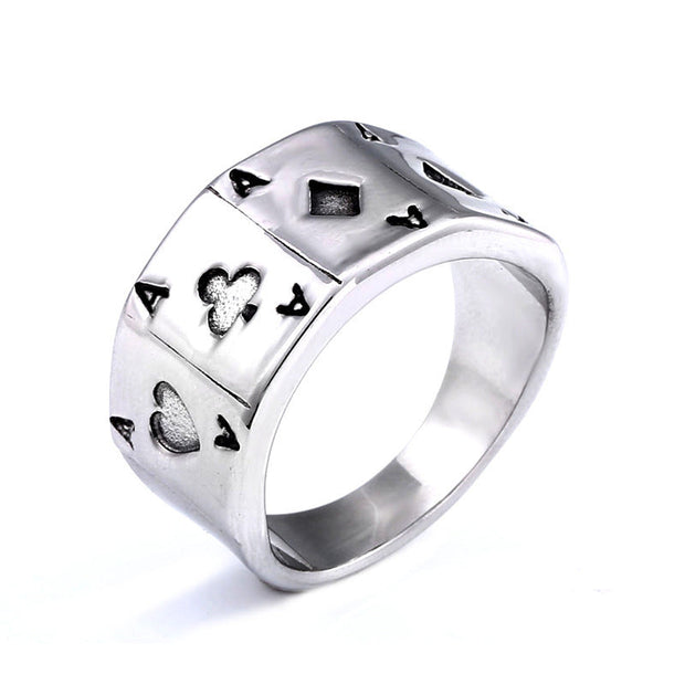Jewelry Personality Playing Card A Titanium Steel Ring - Jo-Bolt-Store