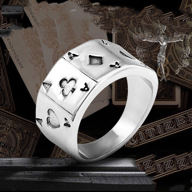 Jewelry Personality Playing Card A Titanium Steel Ring - Jo-Bolt-Store
