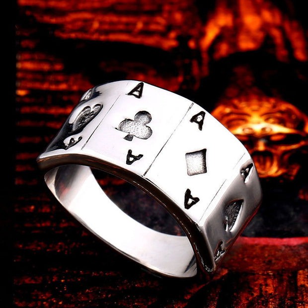Jewelry Personality Playing Card A Titanium Steel Ring - Jo-Bolt-Store