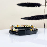 Leather and Amber Bracelet Fantasy - Jo-Bolt-Store