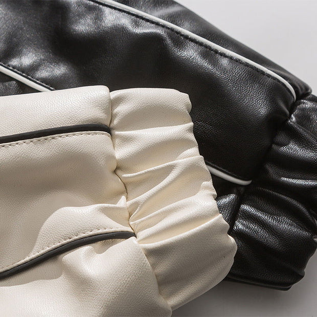 Letter Embroidered Leather Jacket Baseball Jacket - Jo-Bolt-Store
