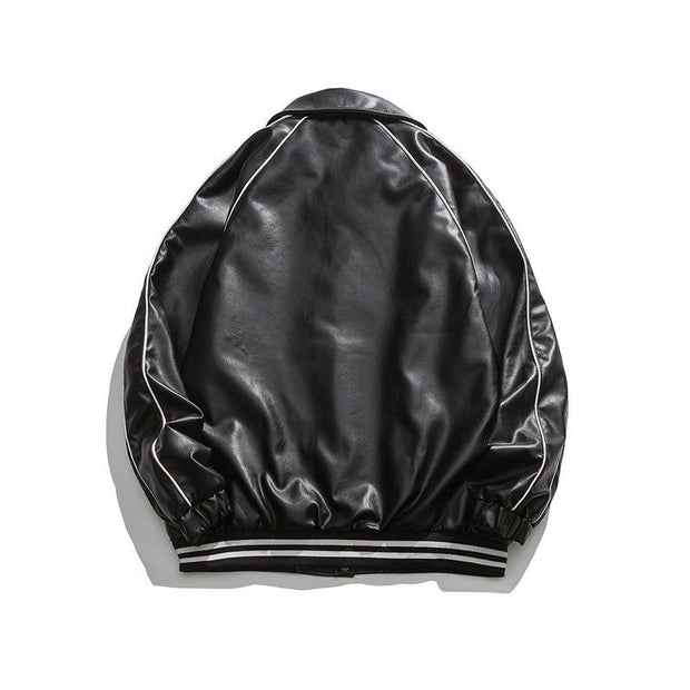 Letter Embroidered Leather Jacket Baseball Jacket - Jo-Bolt-Store