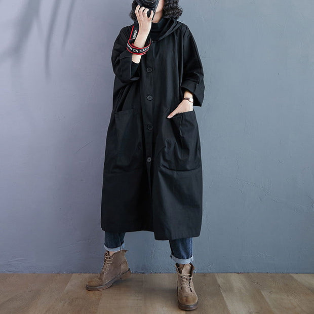 Loose Plus Size Overknee Long Large Pocket Trench Coat - Jo-Bolt-Store
