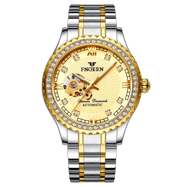 Mechanical Watch Automatic Waterproof Diamond Men's Fashion Watch Gold Watch Hollow Men's Watch - Jo-Bolt-Store