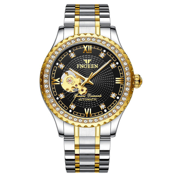 Mechanical Watch Automatic Waterproof Diamond Men's Fashion Watch Gold Watch Hollow Men's Watch - Jo-Bolt-Store