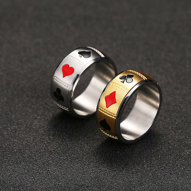 Men's Titanium Steel Turnable Playing Card Ring - Jo-Bolt-Store