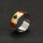 Men's Titanium Steel Turnable Playing Card Ring - Jo-Bolt-Store