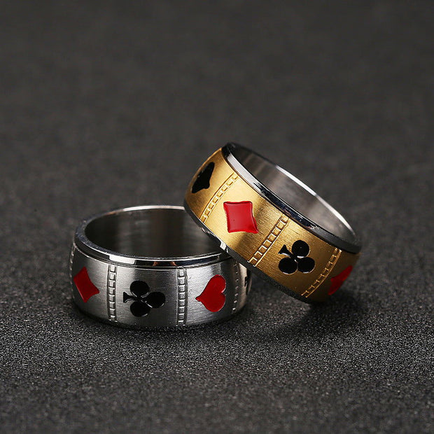 Men's Titanium Steel Turnable Playing Card Ring - Jo-Bolt-Store