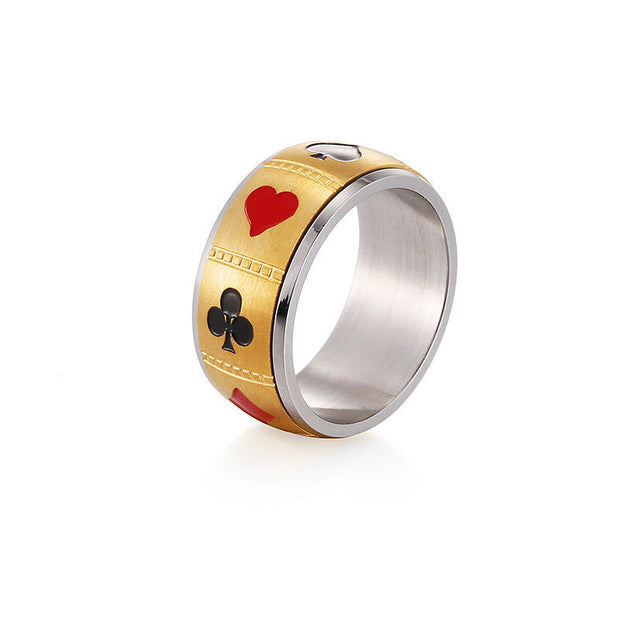 Men's Titanium Steel Turnable Playing Card Ring - Jo-Bolt-Store