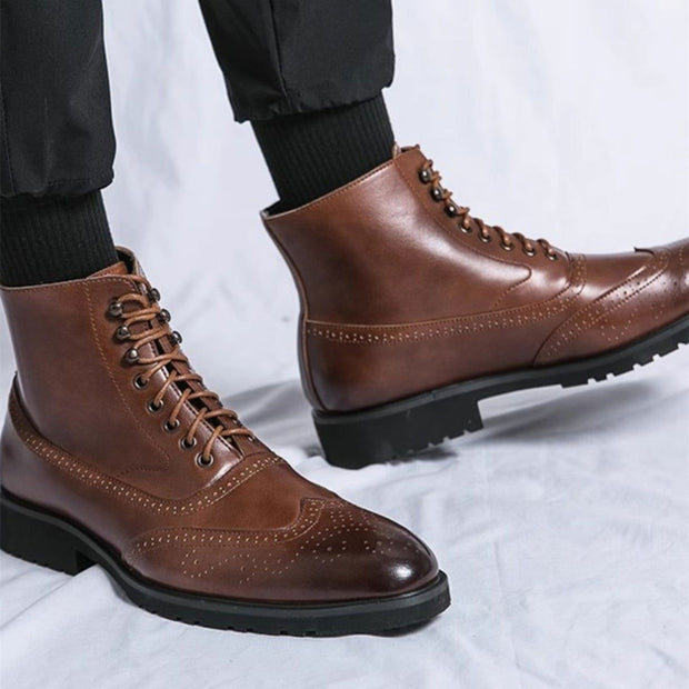 Mens Fashion Thick Sole Mid Top Work Shoes - Jo-Bolt-Store