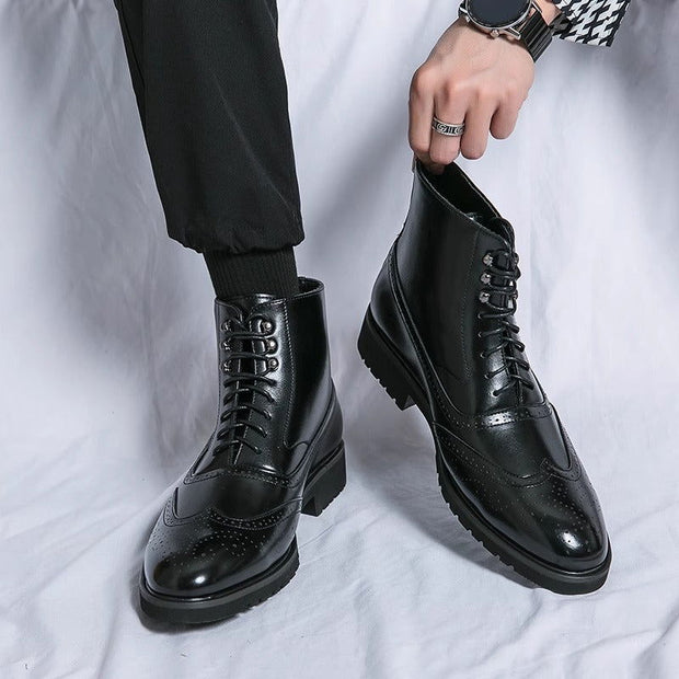 Mens Fashion Thick Sole Mid Top Work Shoes - Jo-Bolt-Store