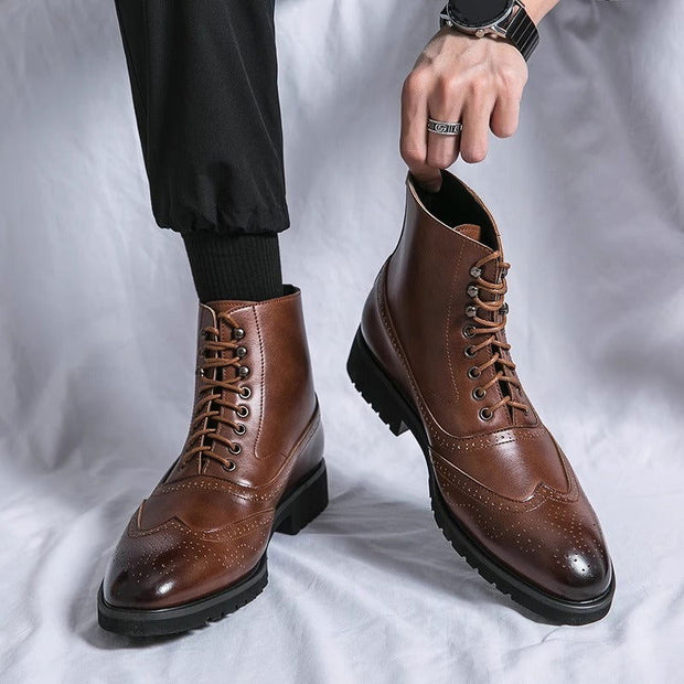 Mens Fashion Thick Sole Mid Top Work Shoes - Jo-Bolt-Store