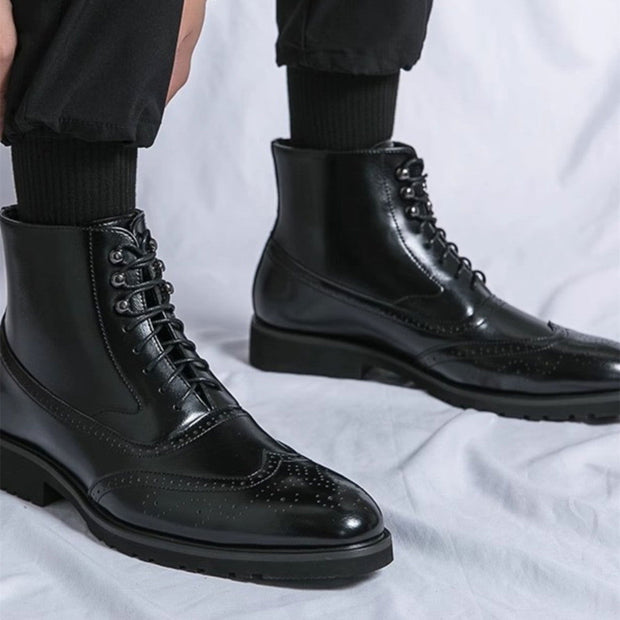 Mens Fashion Thick Sole Mid Top Work Shoes - Jo-Bolt-Store