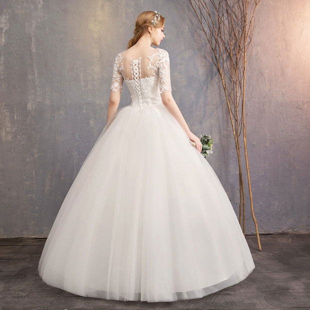 New Fashion Slim Fit Lace Mid Sleeve Plus Size Photo Studio Wedding Dress - Jo-Bolt-Store